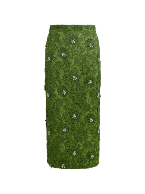 Essentiel Antwerp floral lace rhinestone midi skirt