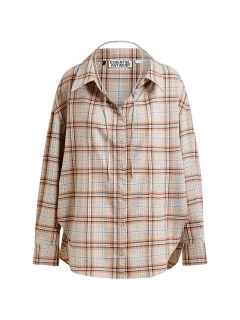 Essentiel Antwerp rhinestone-strap plaid shirt
