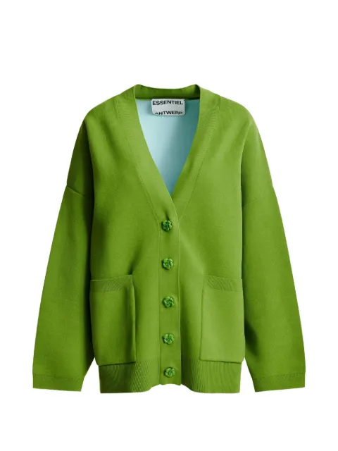 Essentiel Antwerp flower-button patch-pocket cardigan