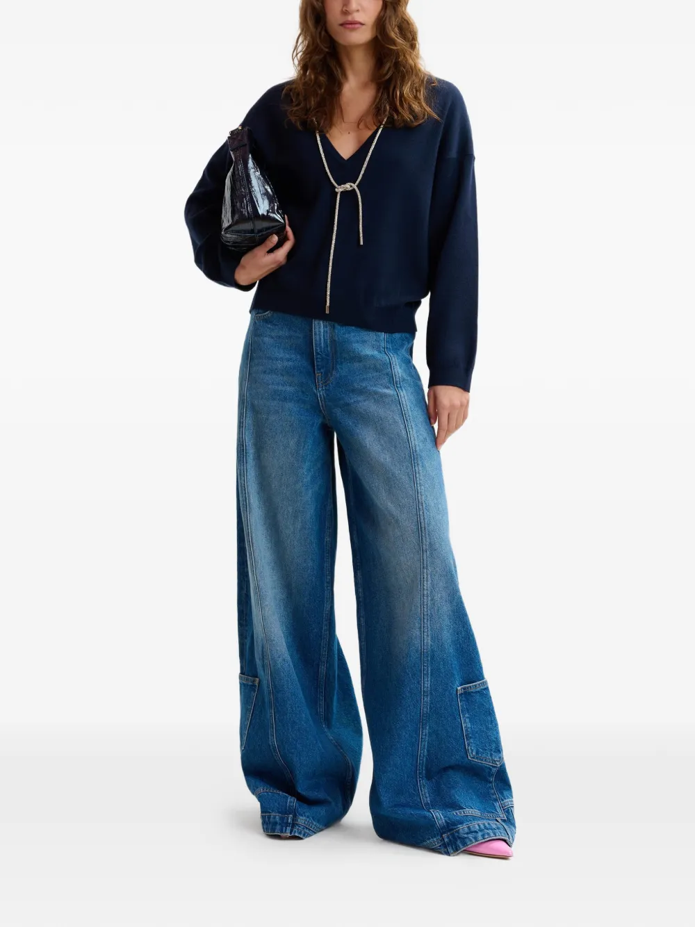  Essentiel Antwerp Rhinestone-strap Sweater - Blue 