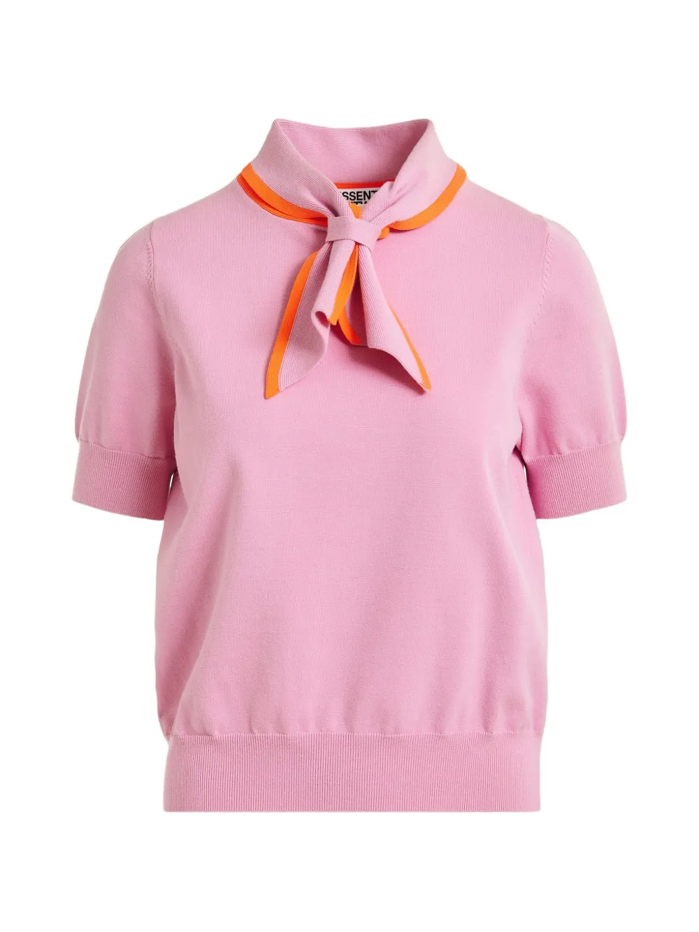Essentiel Antwerp contrasting collar fine-knit polo top - Rosa