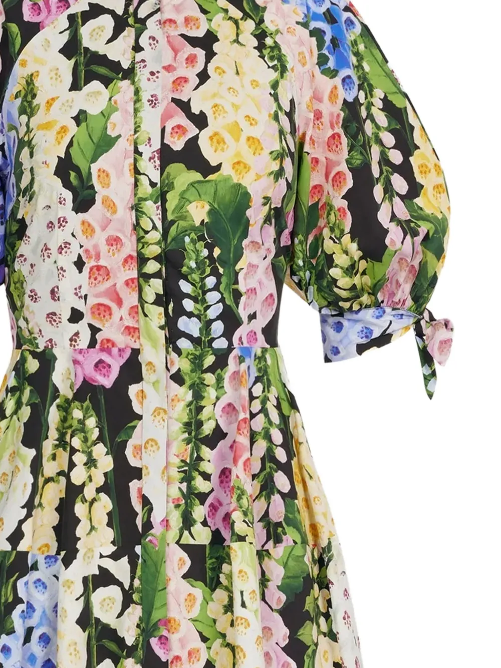 Foxglove Puff Sleeve Floral Print Midi Dress