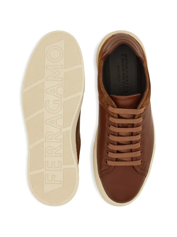 Ferragamo Embroidered Panelled Sneakers | Brown | FARFETCH display picture 2