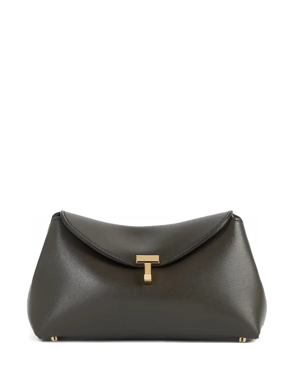 TOTEME Mini T-lock leather clutch bag - Marrone