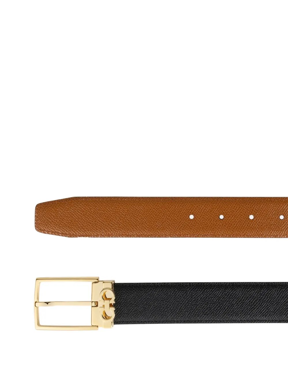 Ferragamo Rectangular-buckle Leather Belt In Black