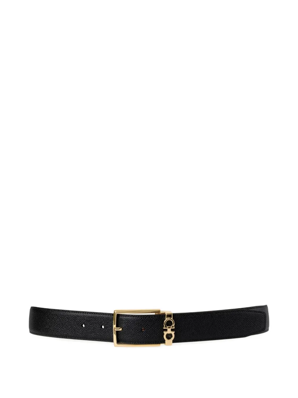 Ferragamo Rectangular-buckle Leather Belt In Black