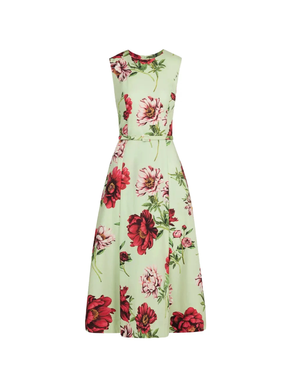 Oscar de la Renta Peony floral sleeveless midi dress - Verde