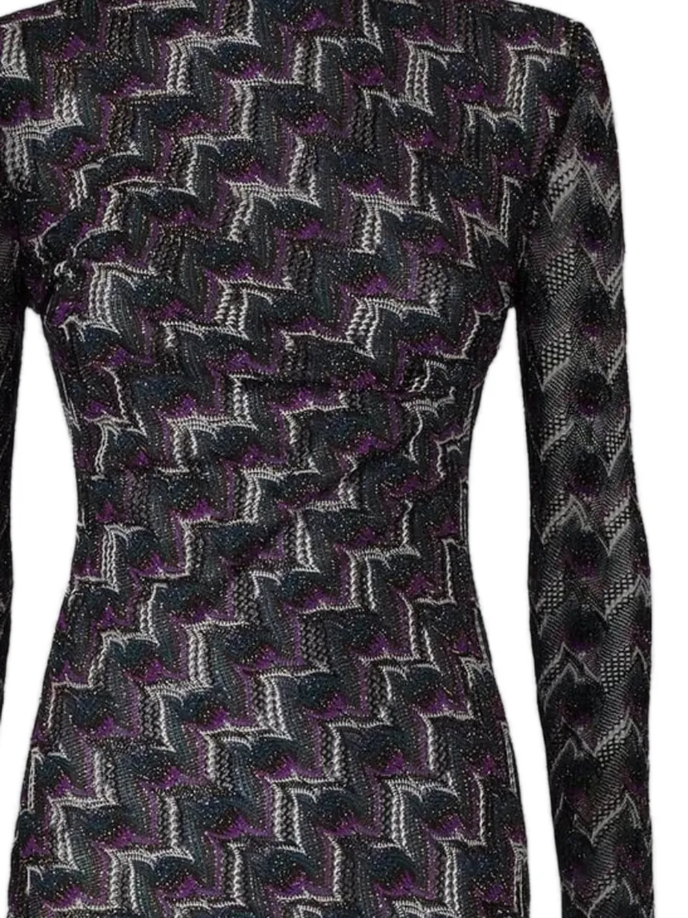  Missoni Long-sleeve Patterned Maxi Dress - Black 