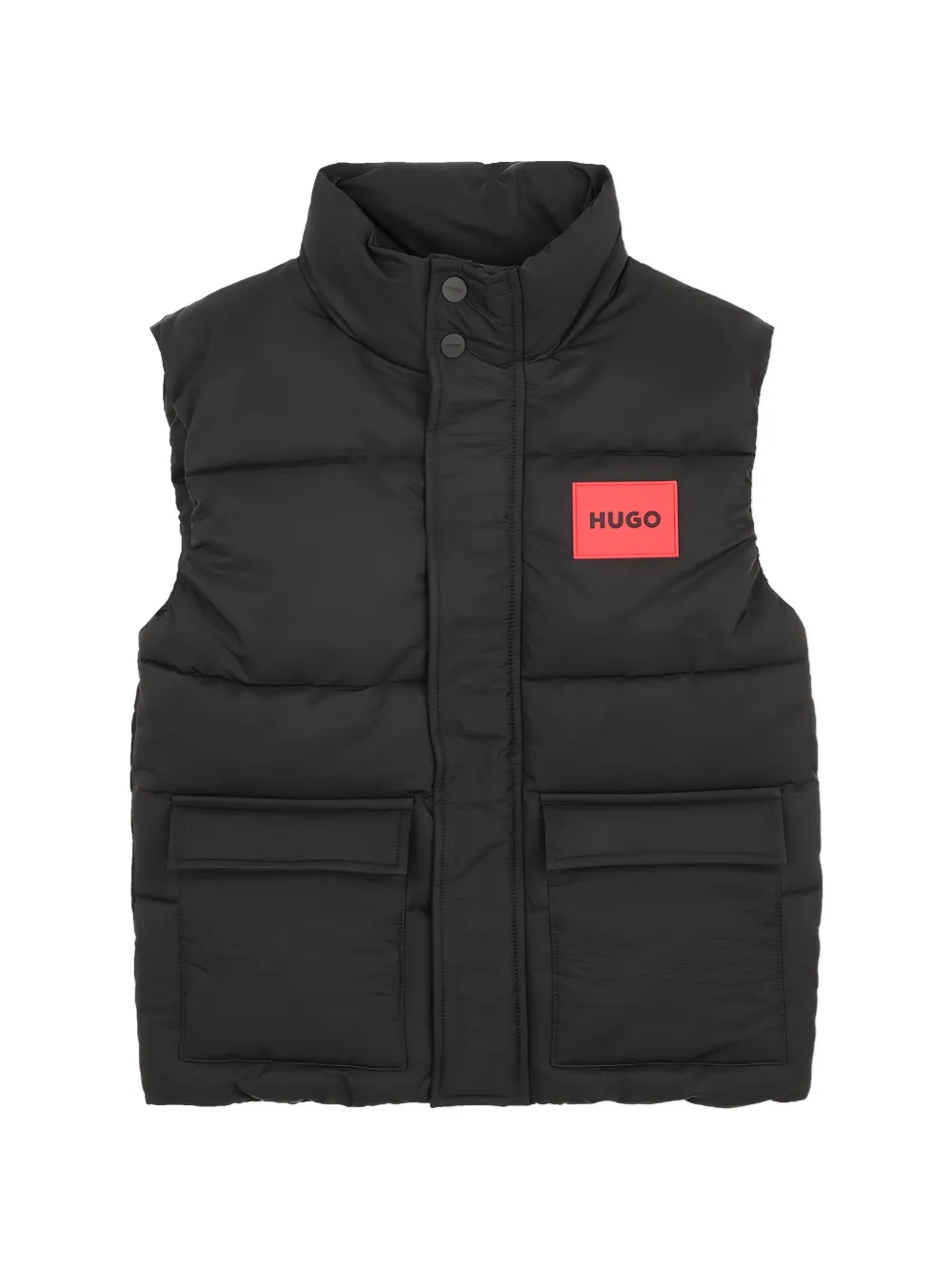 HUGO KIDS logo-patch quilted gilet - Black