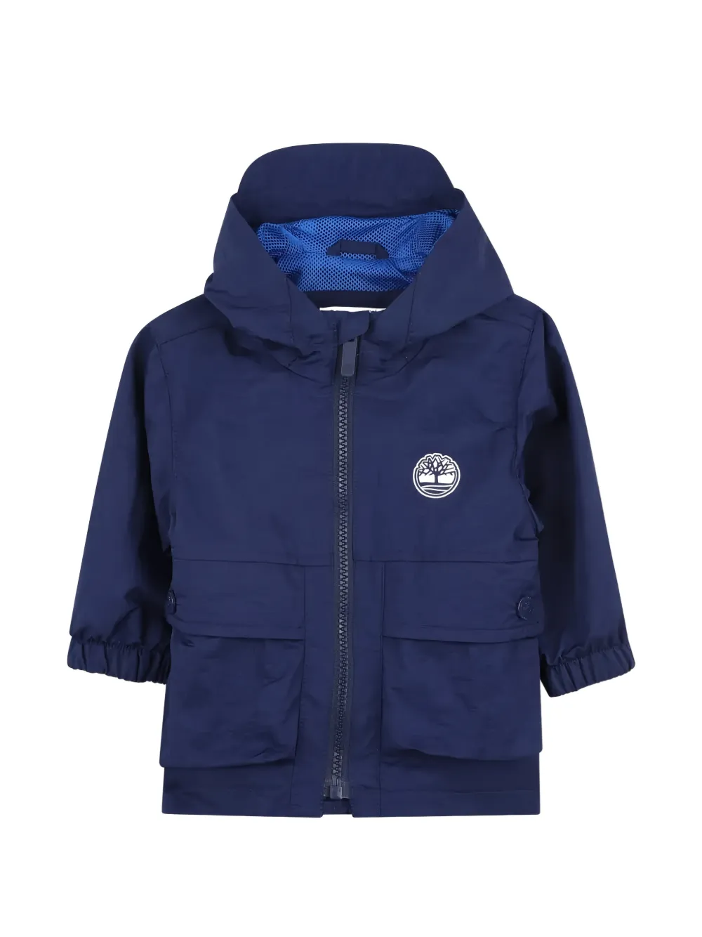 Timberland Kids logo-patch hooded raincoat - Blu