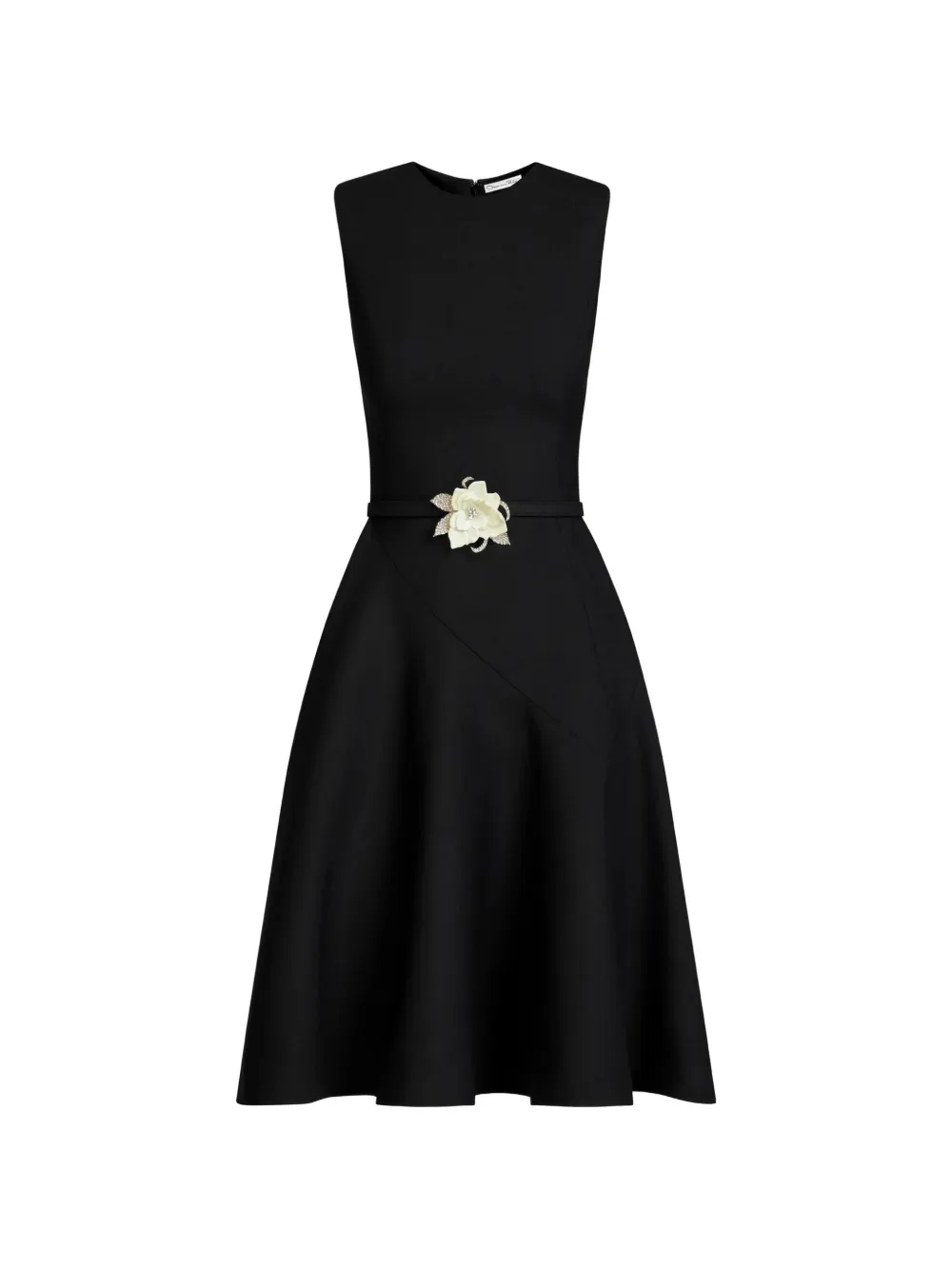 Oscar de la Renta floral-belt sleeveless dress - Nero