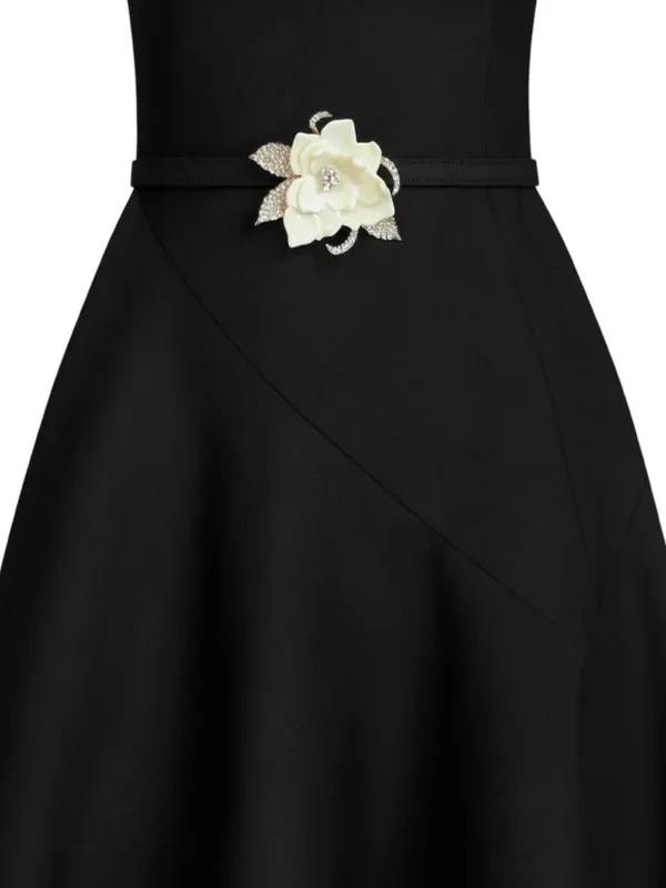 Oscar de La Renta Floral-belt Sleeveless Dress - Black