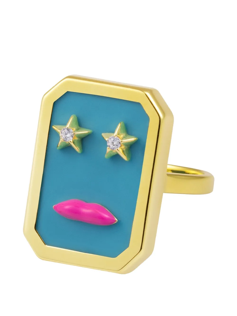 Eshvi Face Star Ring In Gold