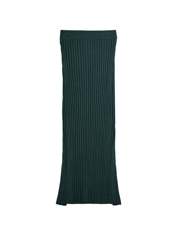Tod's Ribbed-knit Midi Skirt in Green