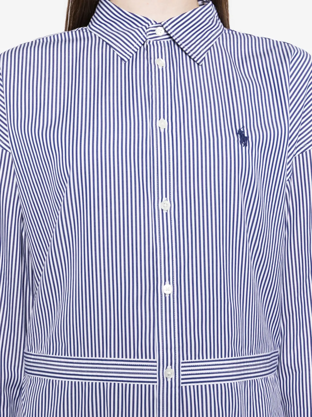 Polo Ralph Lauren Gestreepte midi-blousejurk met ruches Blauw