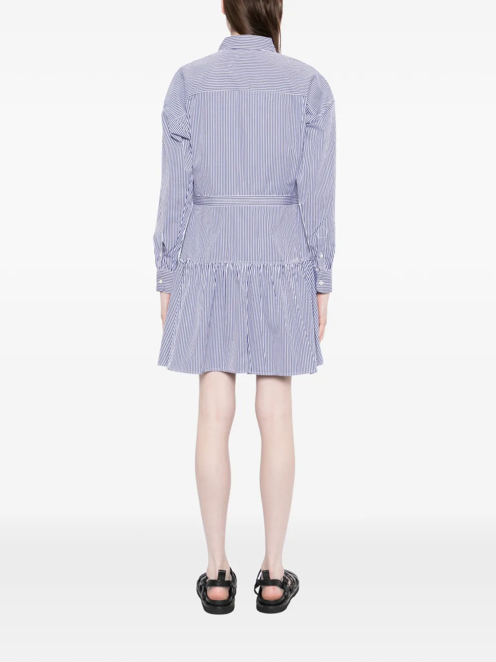 Polo Ralph Lauren Gestreepte midi-blousejurk met ruches Blauw