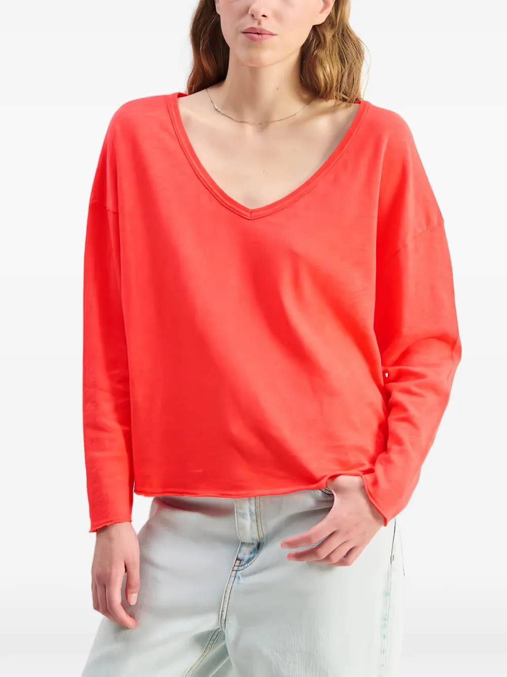 American Vintage Sonoma T-shirt met V-hals Rood
