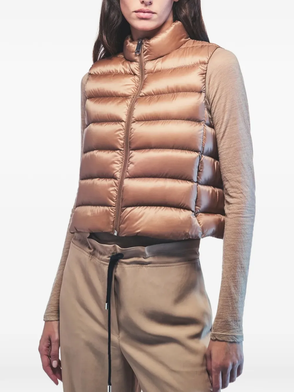Liviana Conti Quilted Padded Gilet In Brown