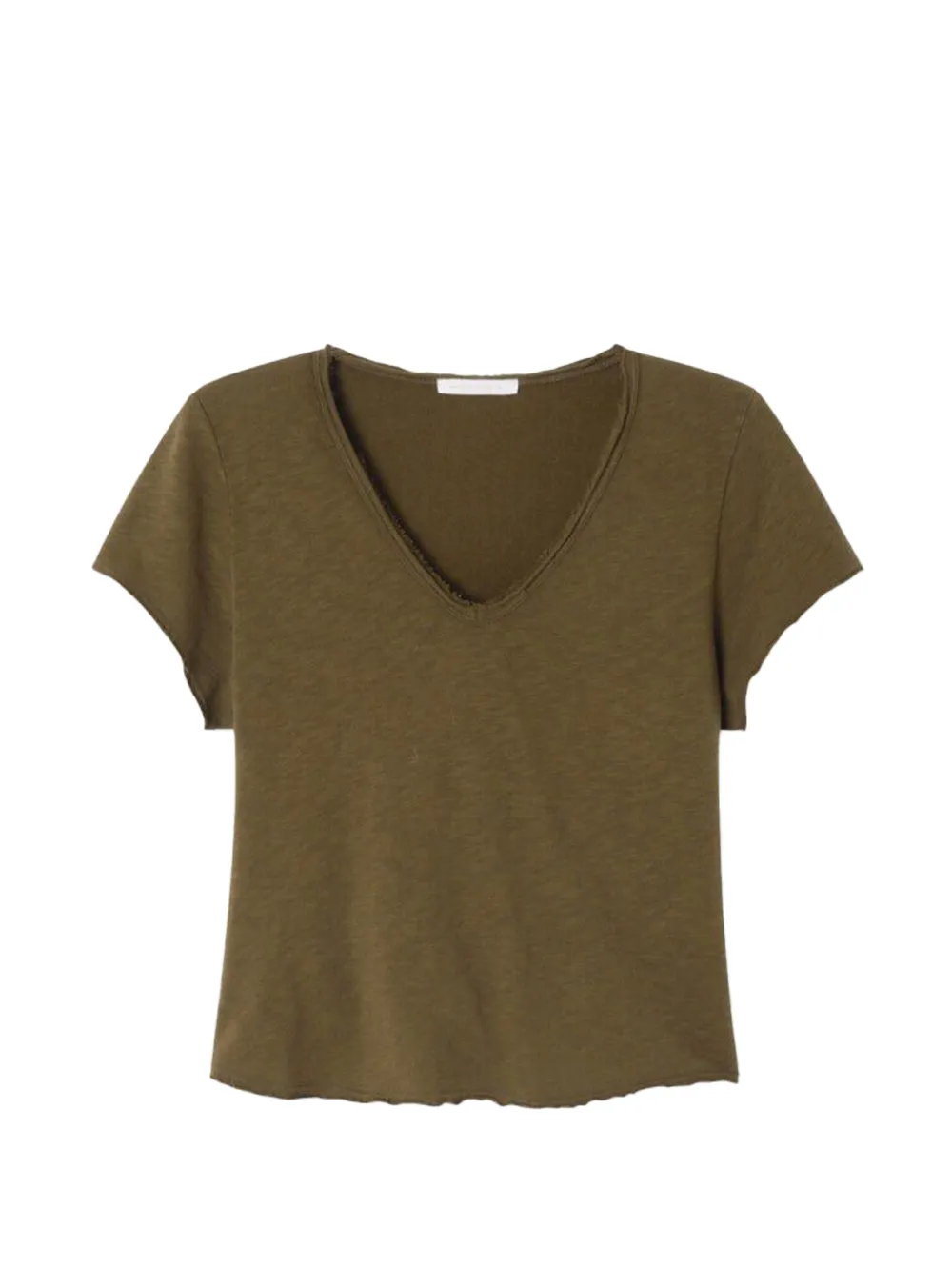 slub-texture v-neck t-shirt