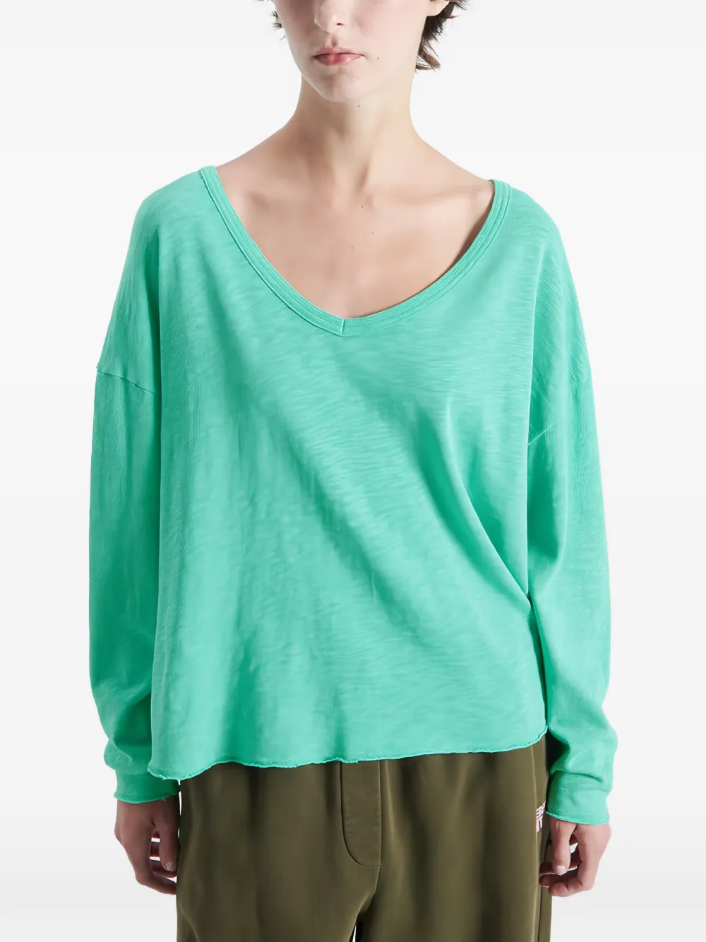 American Vintage Sonoma T-shirt met V-hals Groen