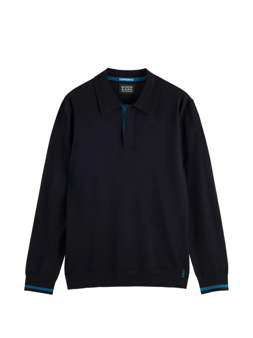 Scotch & Soda long-sleeve knitted polo shirt - Grigio