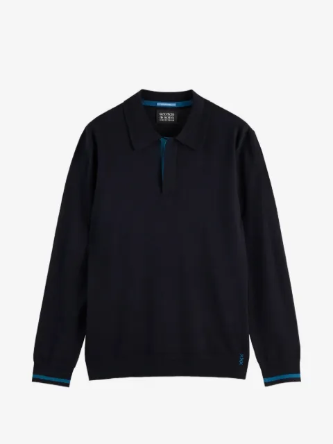 Scotch & Soda long-sleeve knitted polo shirt