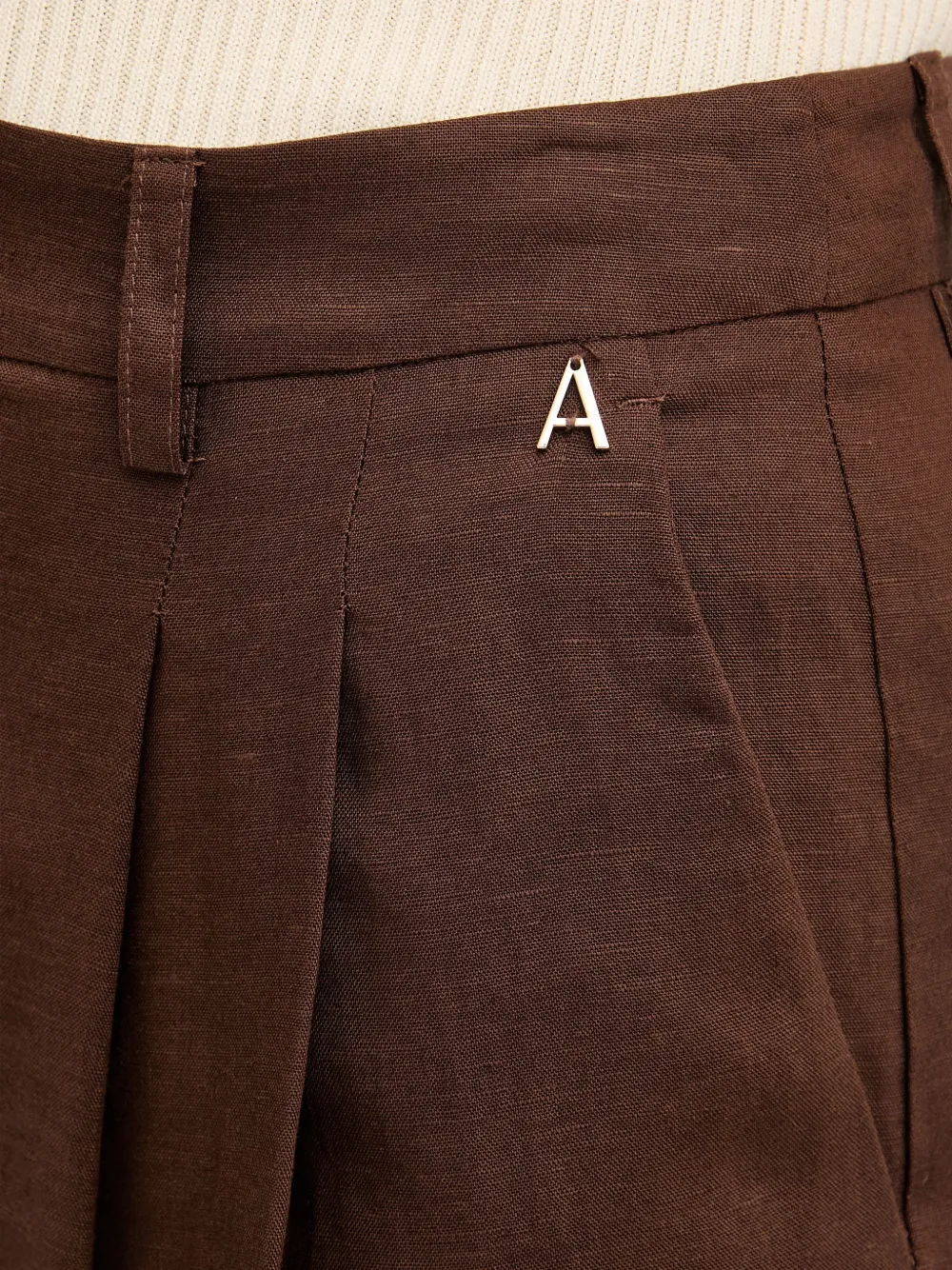 TWINSET Plooibroek met wijde pijpen Bruin