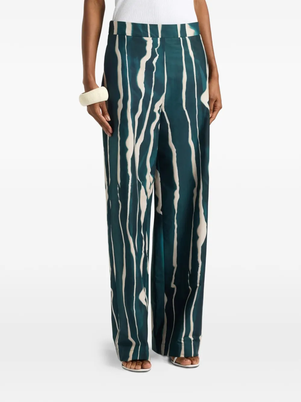 Liviana Conti Cesira abstract-print wide-leg trousers - Verde