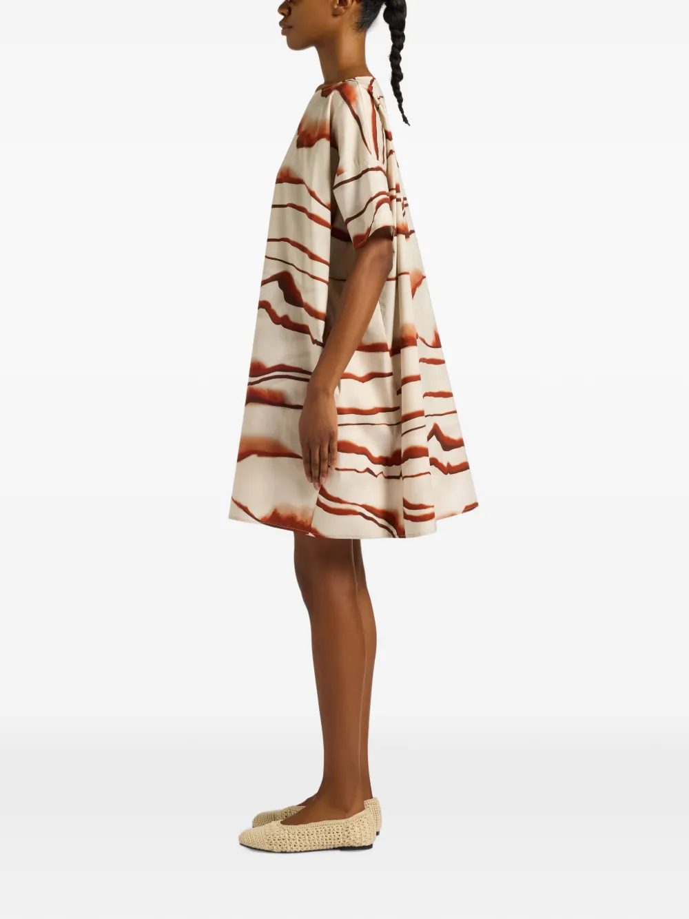 Liviana Conti Giovanna jurk met korte mouwen en abstracte print Beige