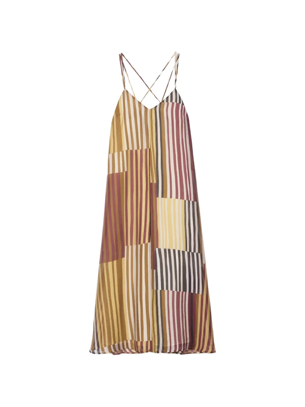 Ottod'Ame striped patchwork dress - Toni neutri