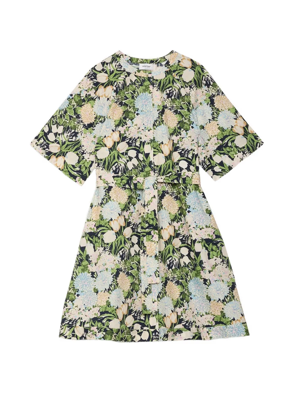 Ottod'Ame belt floral mini dress - Nero