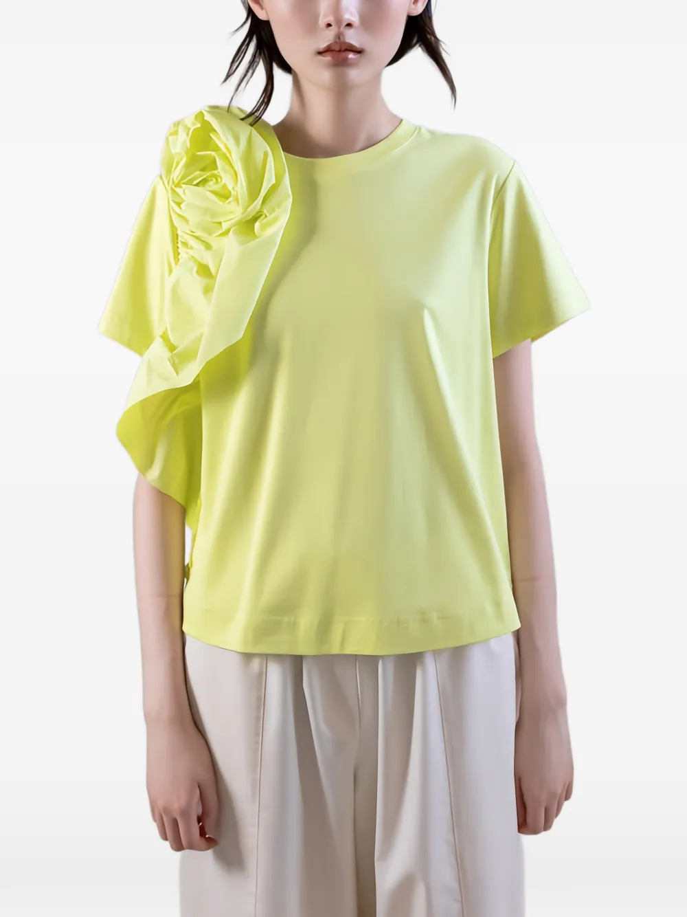 PSOPHIA floral-appliqué T-shirt - Gelb