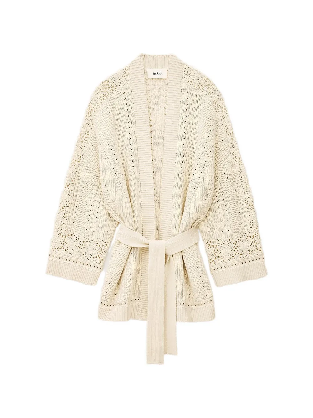 Ba&Sh Perine crochet belted cardigan - Toni neutri
