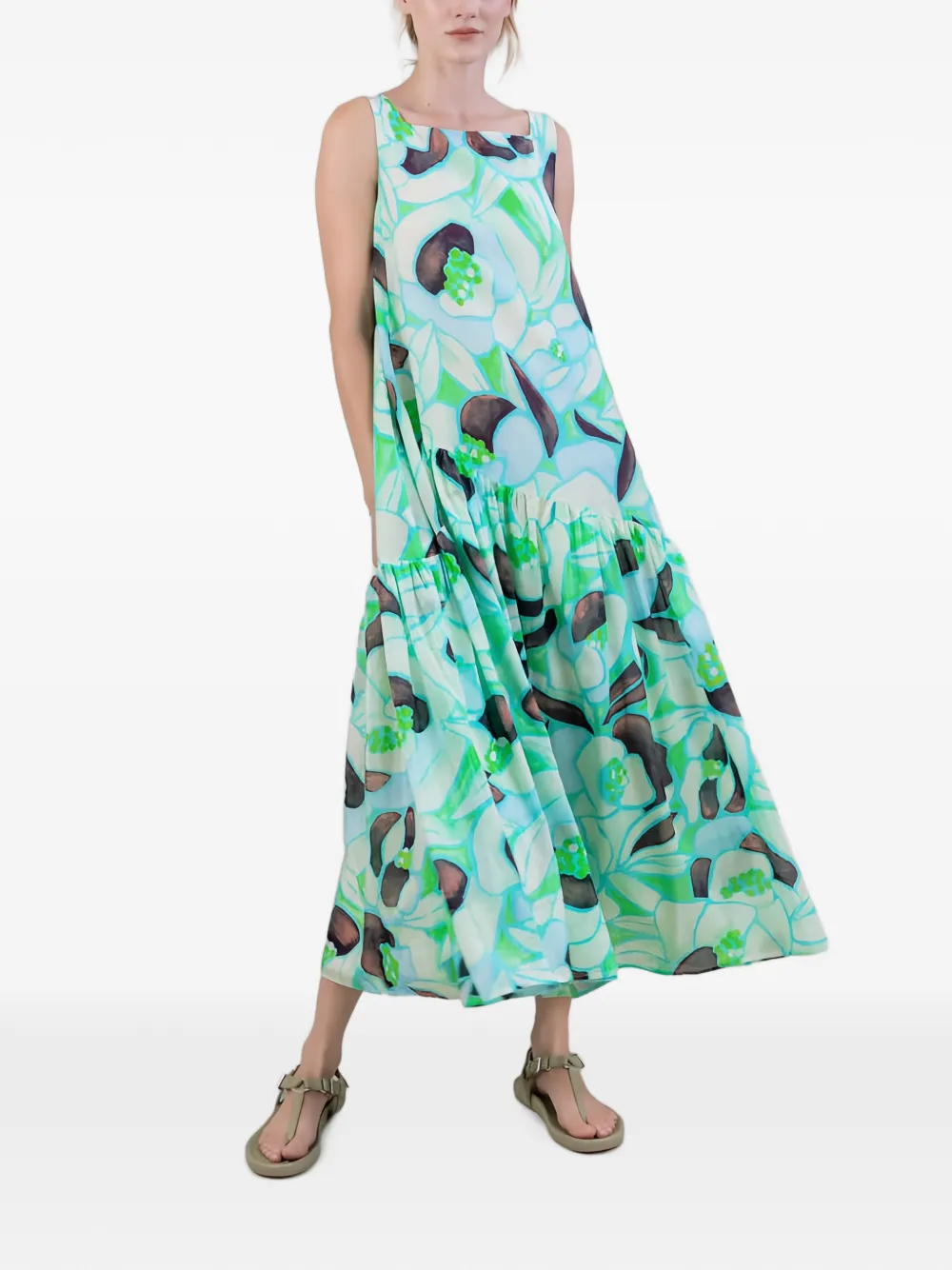 PSOPHIA botanical-print tiered midi dress