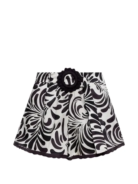 TWINSET belted leaf-print shorts