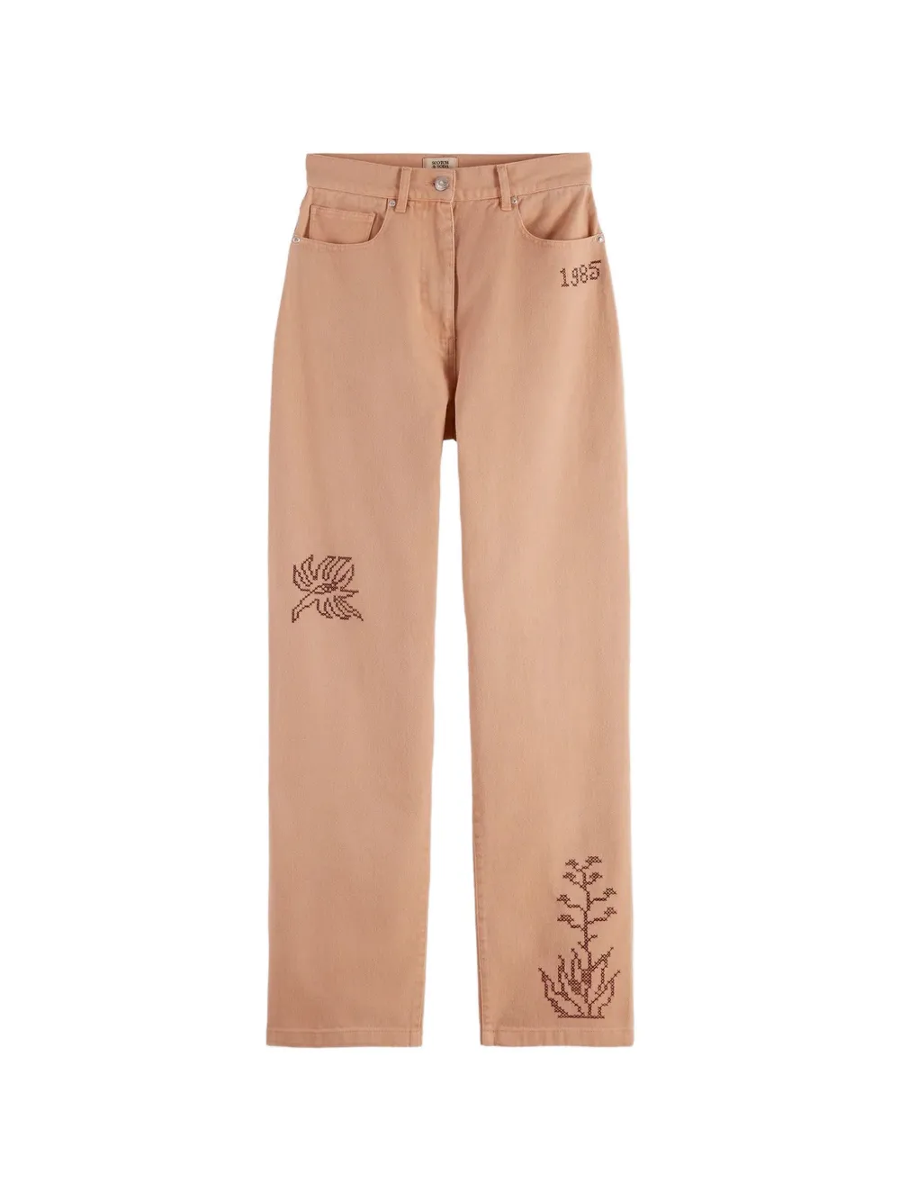 Scotch & Soda embroidered straight-leg jeans - Nude