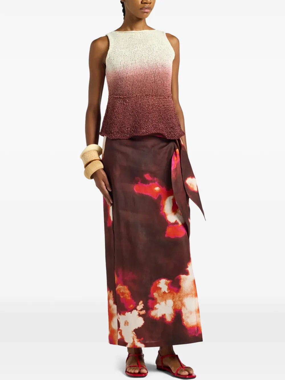 Liviana Conti Erin floral-print wrap skirt - Rot