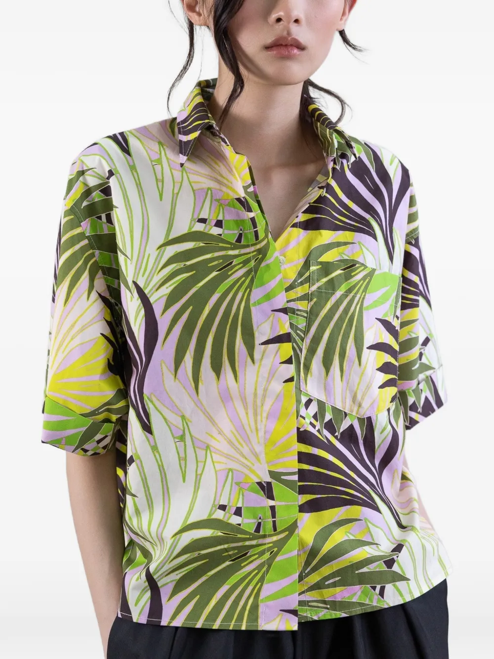 PSOPHIA oversized palm-print short-sleeve shirt - Grün