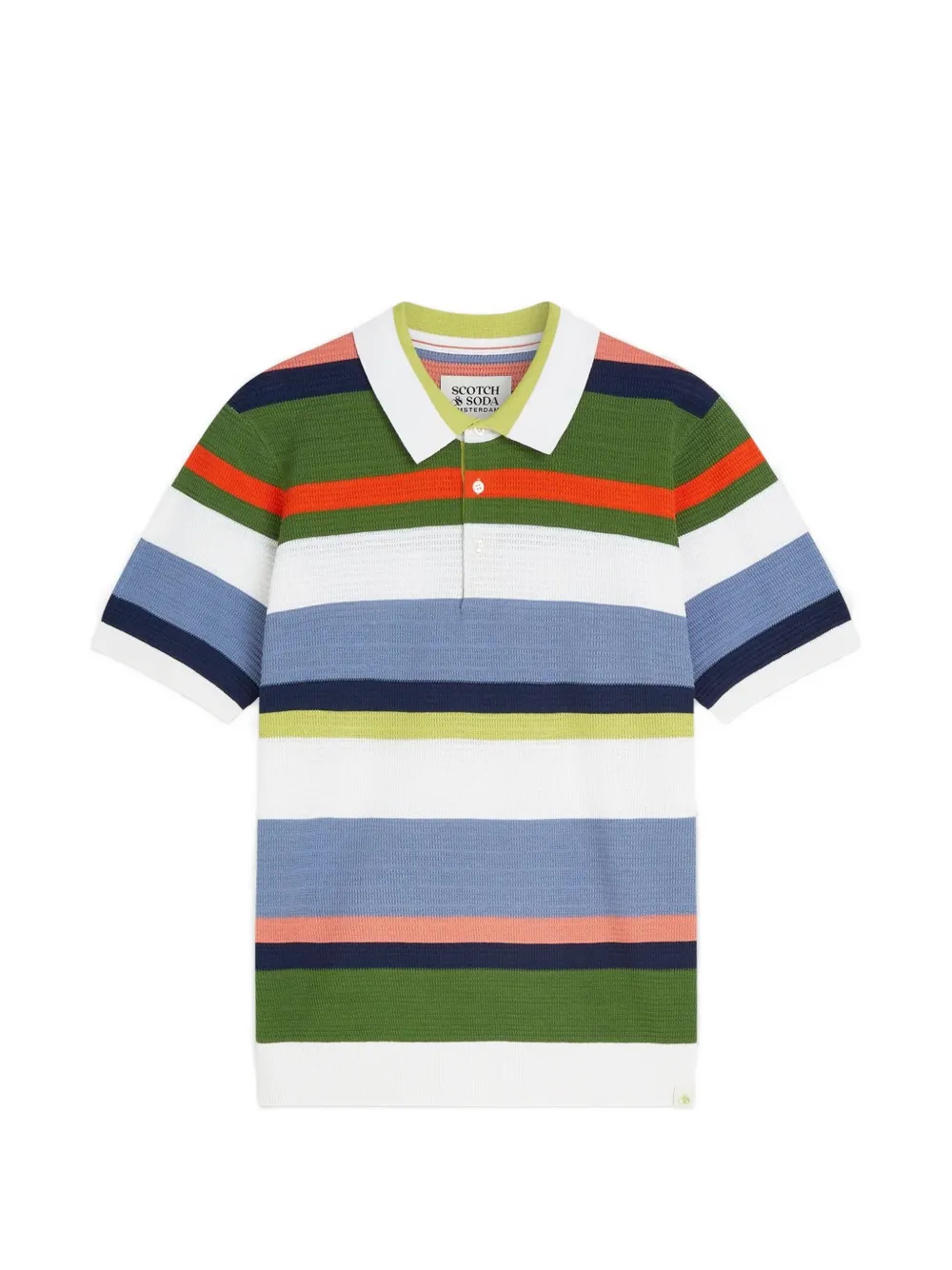 Scotch & Soda striped knit polo shirt - Bianco