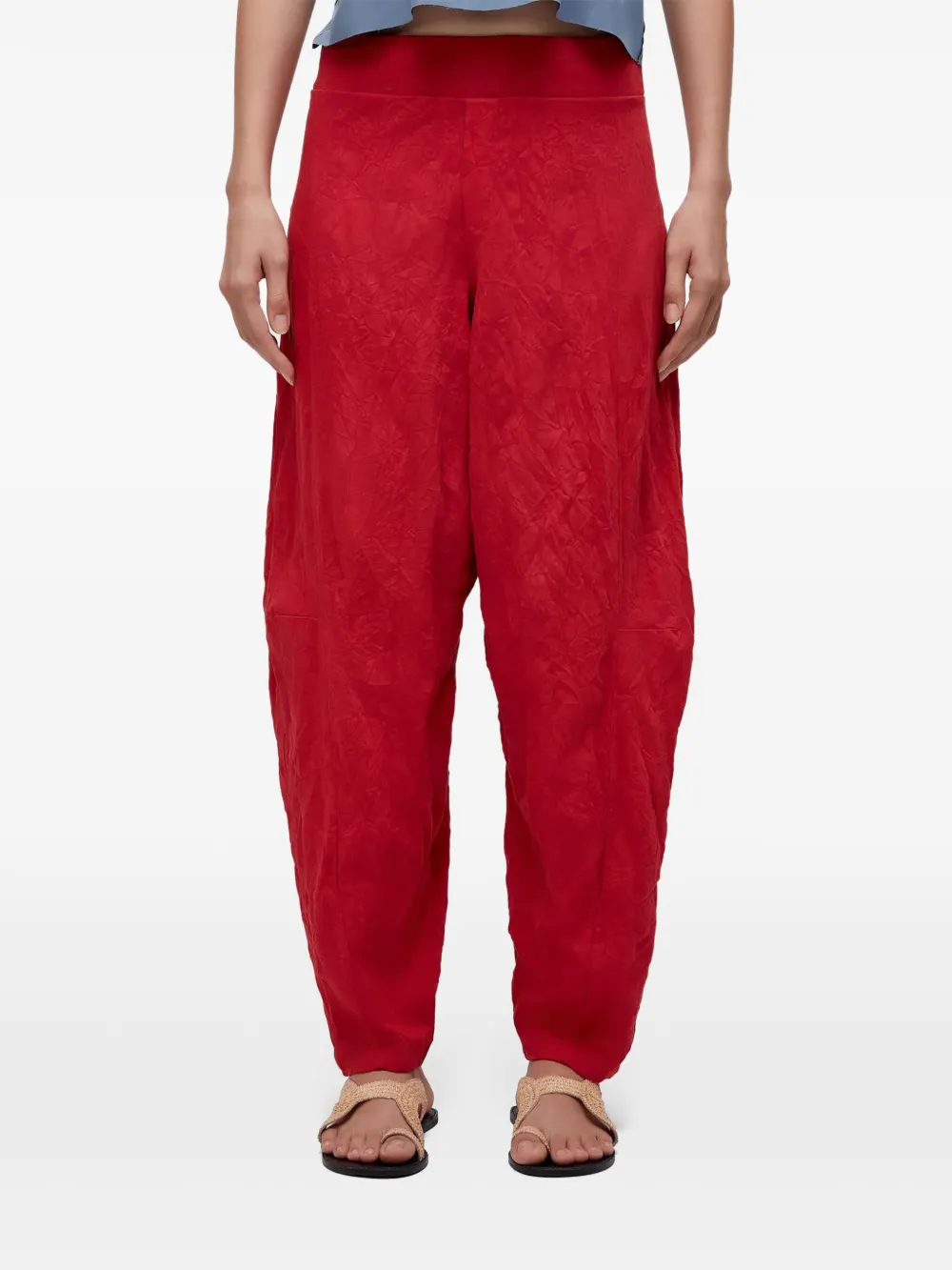 Osklen crinkled-effect trousers - Rosso