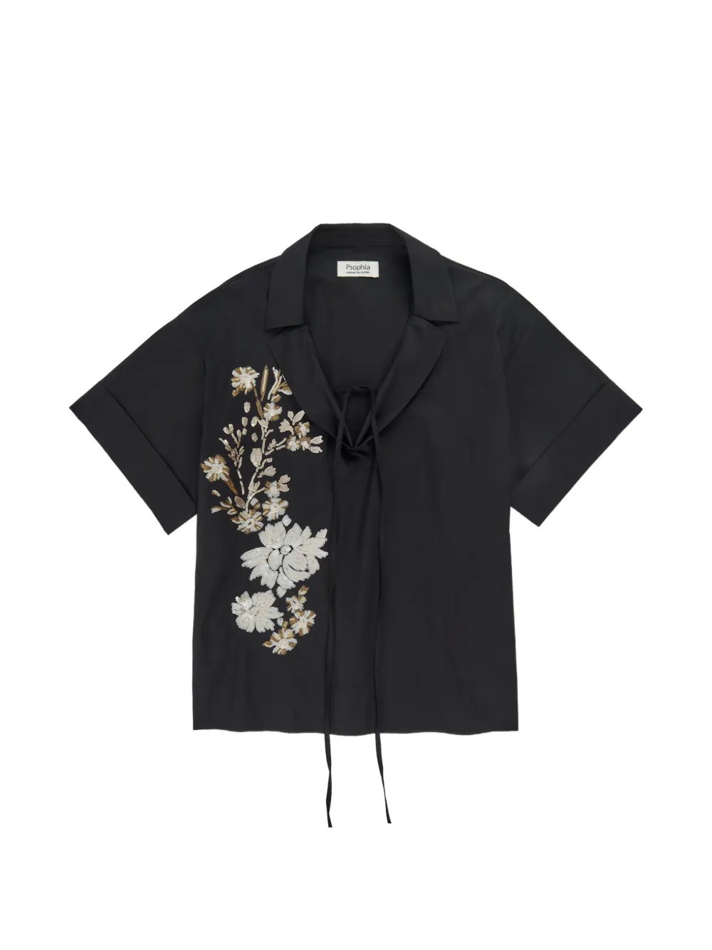 PSOPHIA Zwart floral-embroidered shirt - Nero