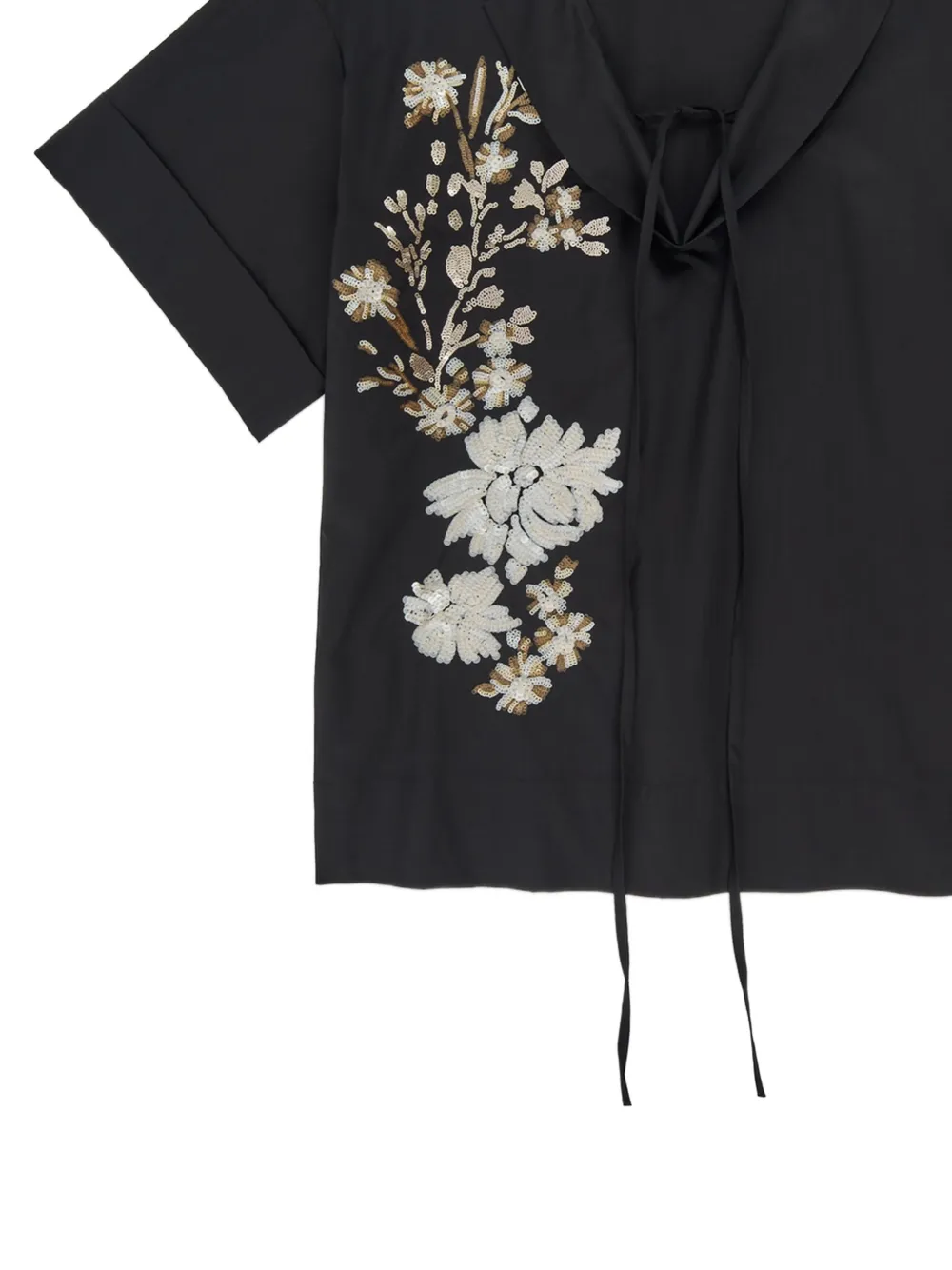  Psophia Zwart Floral-embroidered Shirt - Black 