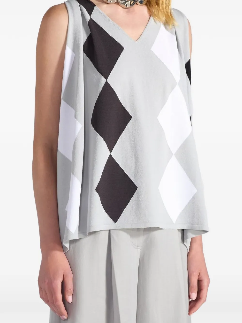 Liviana Conti Guia diamond V-neck top - Grigio