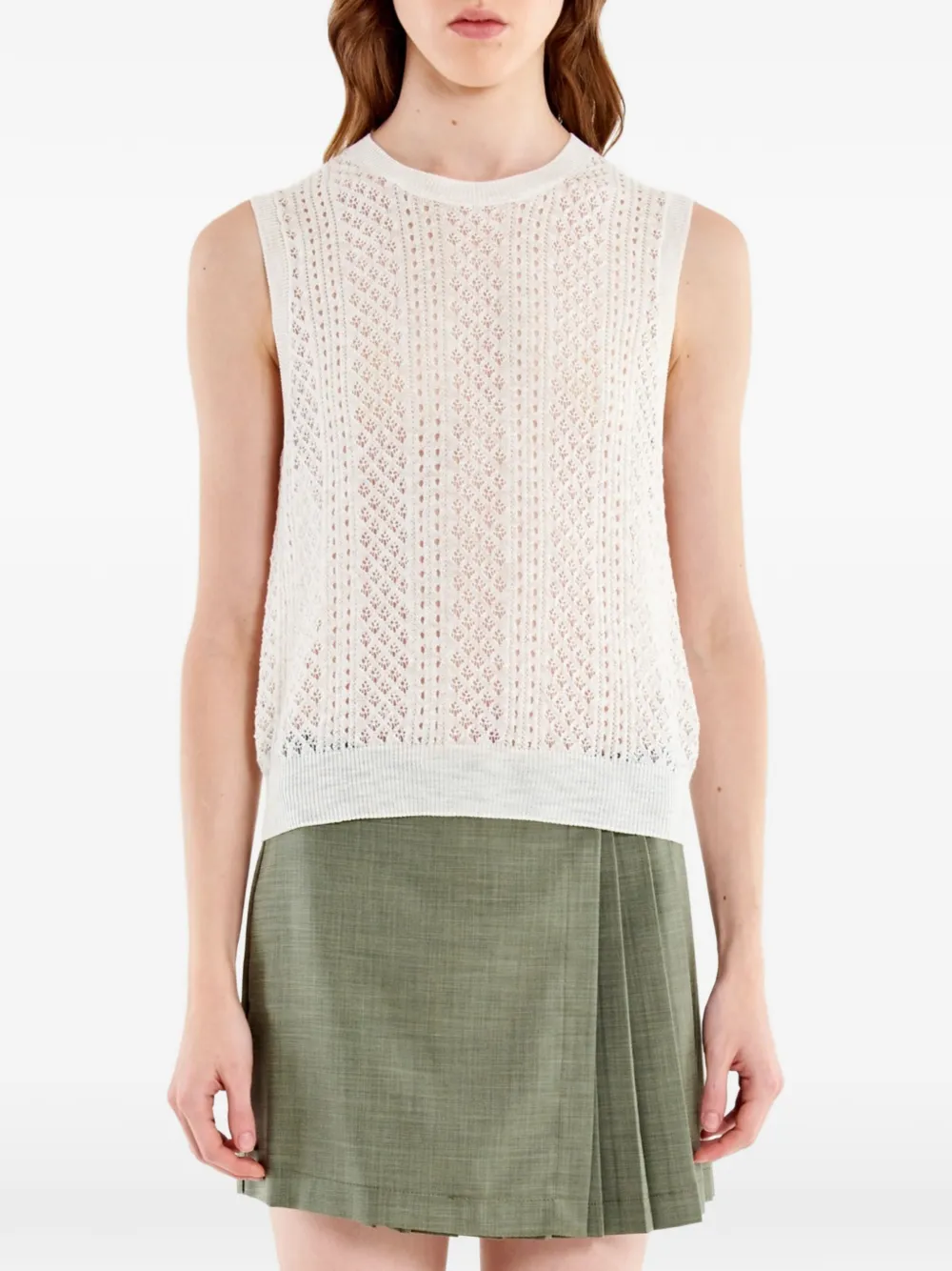 VICOLO pointelle-knit sleeveless top - Toni neutri