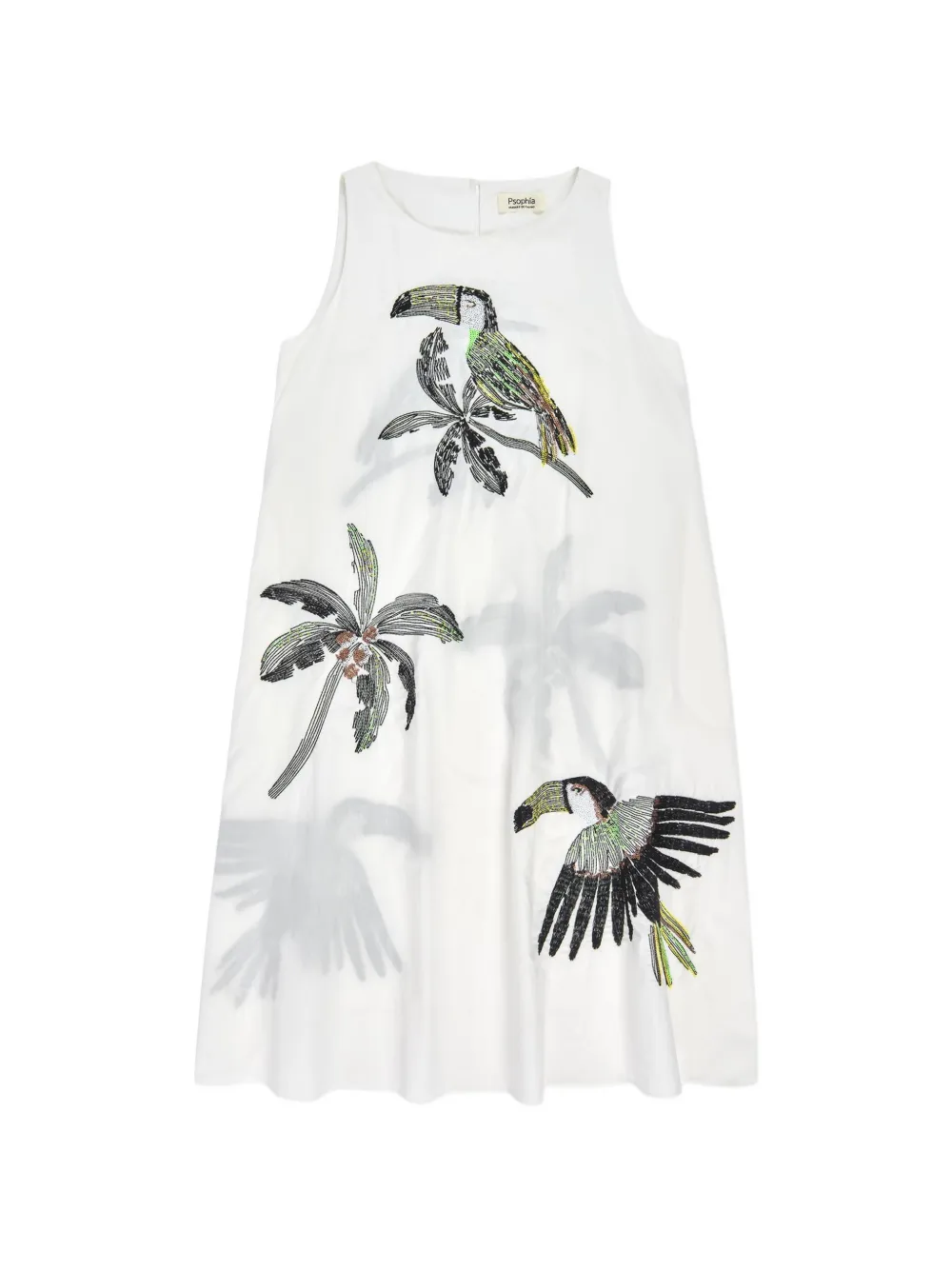 PSOPHIA embroidered mini dress - Bianco