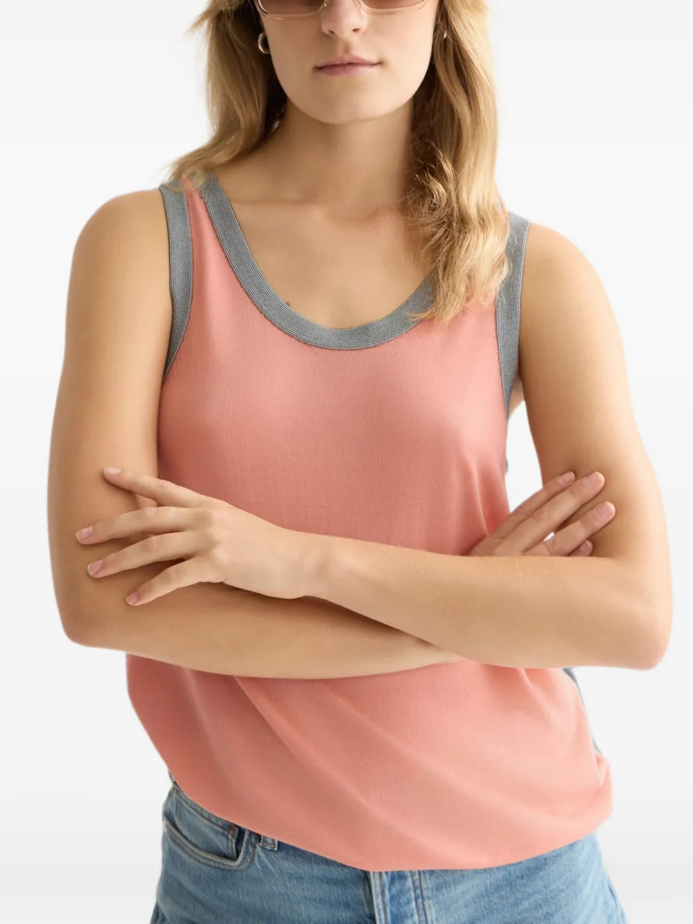 Scotch & Soda Tanktop met geribbelde afwerking Roze