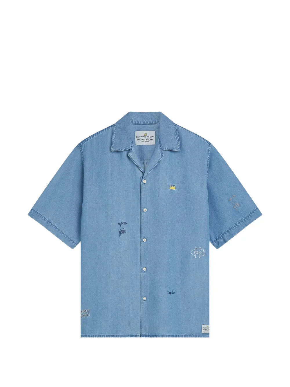 Scotch & Soda x Basquiat embroidered short-sleeve shirt - Blu