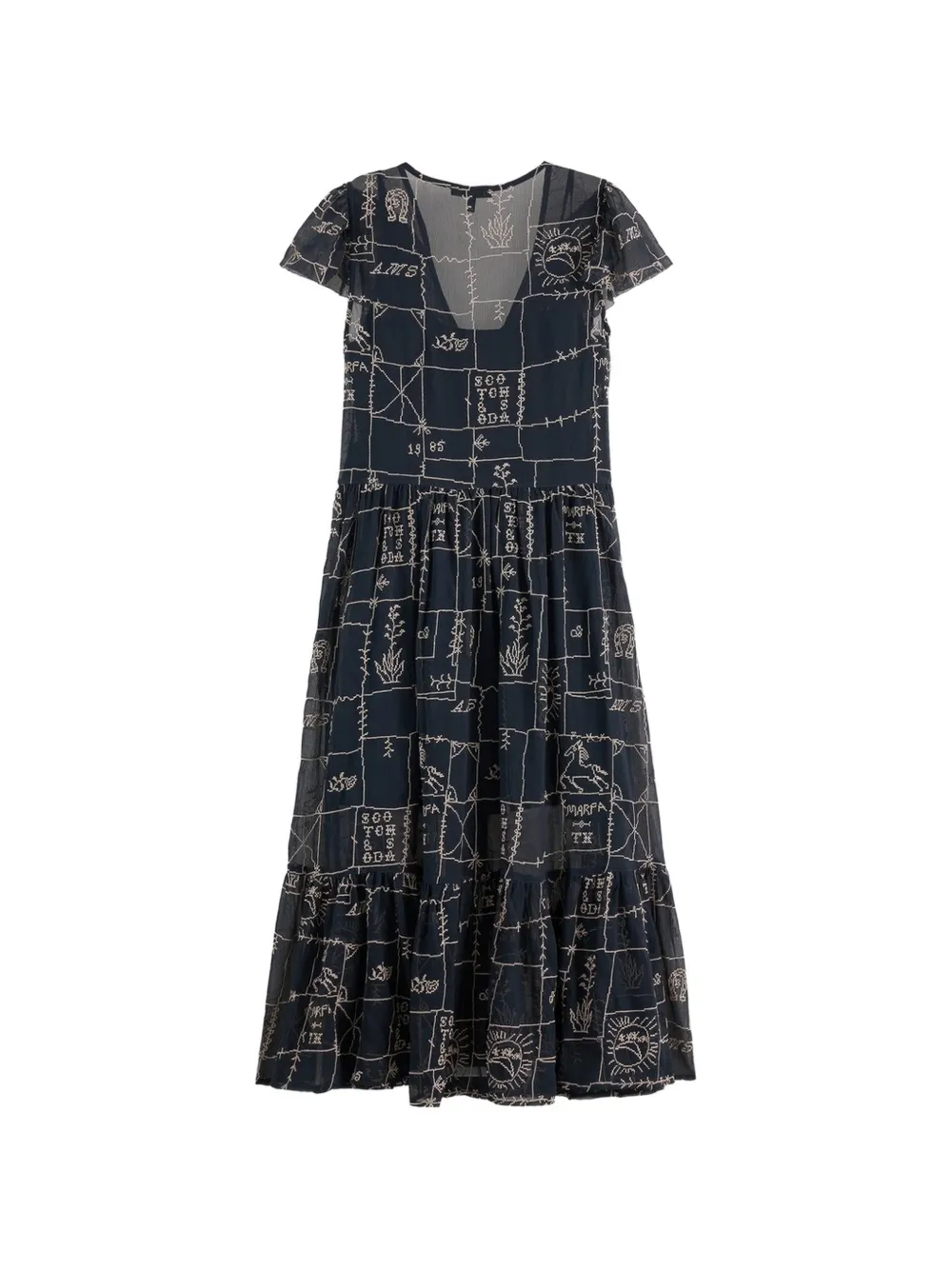 Scotch & Soda patterned V-neck midi dress - Blu