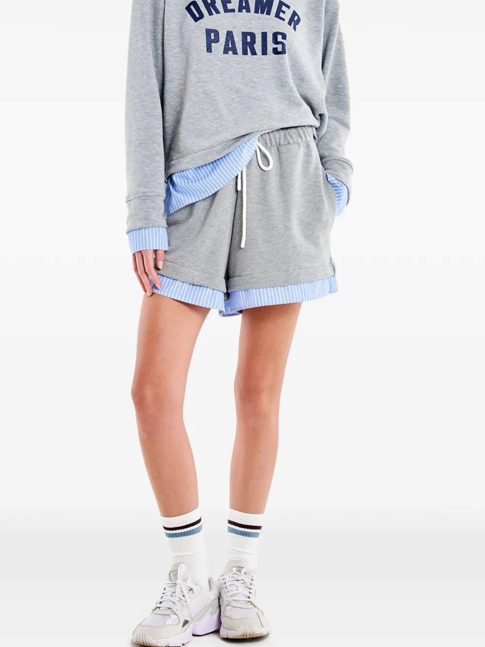 VICOLO layered-effect drawstring shorts - Grigio