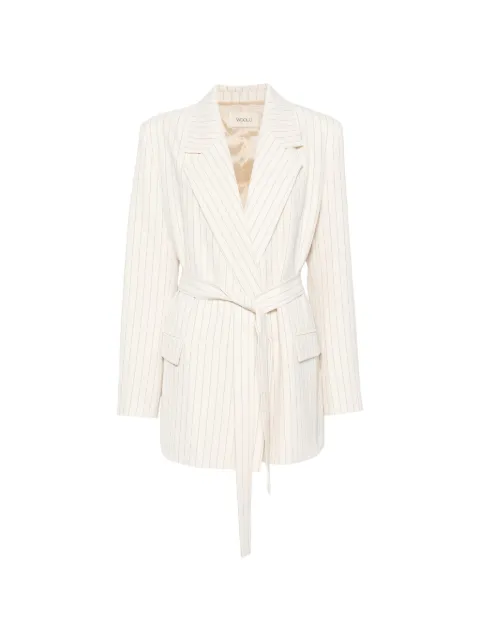 VICOLO pinstripe-pattern belted blazer